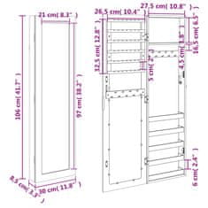 Vidaxl Omarica za nakit z ogledalom stenska bela 30x8,5x106 cm