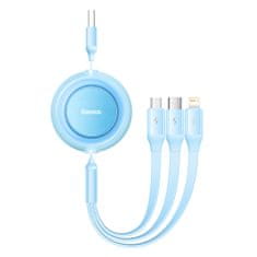 slomart baseus bright mirror 2 kabel 3v1 usb tip a - micro usb + lightning + usb tip c 3.5a 1.1m modra (camj010017)