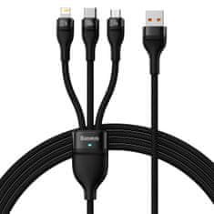 BASEUS Kabel 3v1 USB z USB-C / iPhone Lightning / micro USB 1,2 m - črn