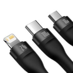 BASEUS Kabel 3v1 USB z USB-C / iPhone Lightning / micro USB 1,2 m - črn