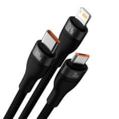 BASEUS Kabel 3v1 USB z USB-C / iPhone Lightning / micro USB 1,2 m - črn