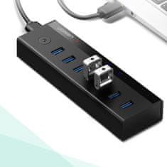 slomart ugreen večfunkcijsko vozlišče 7v1 usb-a - 7xusb-a 5gb/s črno (us219)