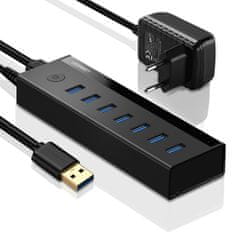 slomart ugreen večfunkcijsko vozlišče 7v1 usb-a - 7xusb-a 5gb/s črno (us219)