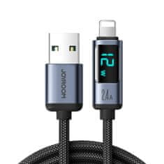 Joyroom Kabel za iPhone s prikazovalnikom LED Lightning - USB-A 2,4A 1,2 m črn