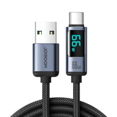 PRO Kabel s prikazovalnikom LED USB-C - USB-A 66W 1,2 m črn