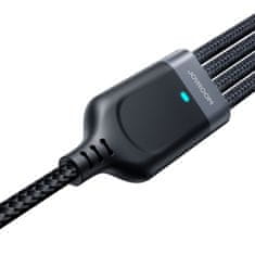 slomart 4v1 usb kabel usb-a - 2 x usb-c / lightning / micro za polnjenje in prenos podatkov 1,2 m joyroom s-1t4018a18 - črn