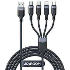 slomart 4v1 usb kabel usb-a - 2 x usb-c / lightning / micro za polnjenje in prenos podatkov 1,2 m joyroom s-1t4018a18 - črn