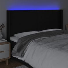 Vidaxl LED posteljno vzglavje črno 183x16x118/128 cm blago