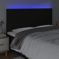 Vidaxl LED posteljno vzglavje črno 180x5x118/128 cm blago