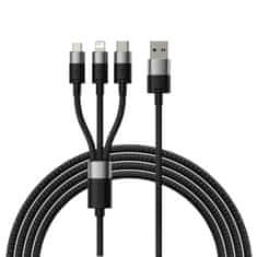 BASEUS Telefonski kabel StarSpeed 3v1 USB - micro USB / iPhone Lightning / USB-C 1,2 m - črn