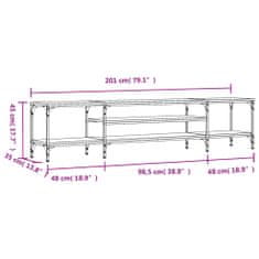 Vidaxl TV omarica siva sonoma 201x35x45 cm inženirski les in železo