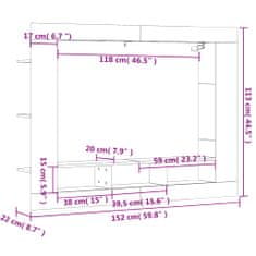 Vidaxl TV omarica betonsko siva 152x22x113 cm inženirski les