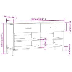 Vidaxl Klop za čevlje siva sonoma 102x35x55 cm inženirski les