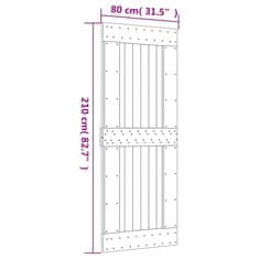 Vidaxl Drsna vrata s kompletom vodil 80x210 cm trdna borovina