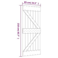 Vidaxl Drsna vrata s kompletom vodil 85x210 cm trdna borovina