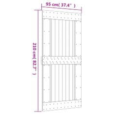 Vidaxl Drsna vrata s kompletom vodil 95x210 cm trdna borovina