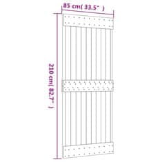 Vidaxl Drsna vrata s kompletom vodil 85x210 cm trdna borovina