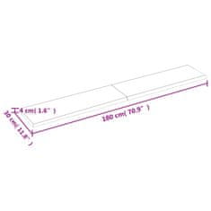 Vidaxl Stenska polica 180x30x(2-4) cm neobdelana trdna hrastovina