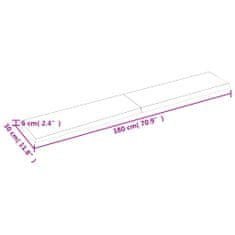 Vidaxl Stenska polica temno siva 180x30x(2-6) cm trdna hrastovina