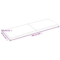 Vidaxl Stenska polica temno rjava 180x60x(2-4) cm trdna hrastovina