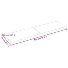 Vidaxl Stenska polica temno rjava 180x50x(2-4) cm trdna hrastovina