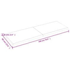 Vidaxl Stenska polica temno rjava 180x60x(2-6) cm trdna hrastovina