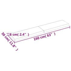 Vidaxl Stenska polica svetlo rjava 160x30x6 cm trdna hrastovina