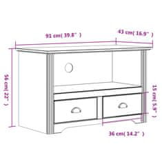 Vidaxl TV omarica 2 predaloma BODO rjava 91,5x44,5x56cm trdna borovina