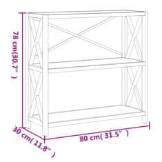 Vidaxl Regal 3-nadstropni 80x30x78 cm trdna hrastovina