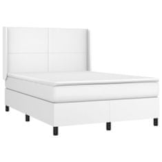 Vidaxl Box spring postelja z vzmetnico LED bela 140x190cm umetno usnje