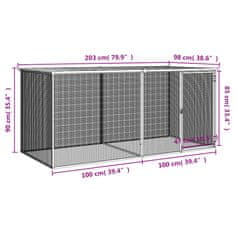 Vidaxl Kokošnjak s streho svetlo sivo 203x98x90 cm pocinkano jeklo