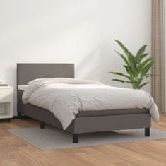 Vidaxl Box spring postelja z vzmetnico siva 80x200 cm umetno usnje