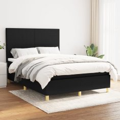 Vidaxl Box spring postelja z vzmetnico črna 140x200 cm blago