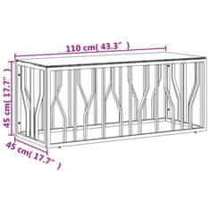 Vidaxl Klubska mizica zlata 110x45x45 cm nerjaveče jeklo in steklo