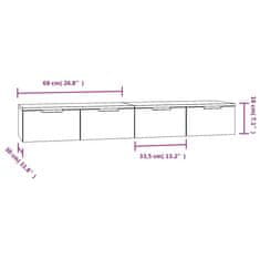 Vidaxl Stenska omarica 2 kosa črna 68x30x20 cm inženirski les