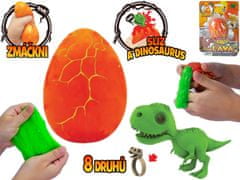 Noro Dino jajce 8 cm s sluzjo, dinozavrom in obročem (rdeča, oranžna)