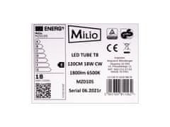 Berge LED cev - T8 - 18W - 120cm - 1800Lm - CCD - MILIO GLASS - hladno bela