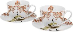 Duo Set 2 skodelic + krožnika Žerjav, 280 ml porcelan, darilna embalaža, 2390