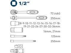 Fortum Vtična glava, nastavljeno 27ks, 1/2"