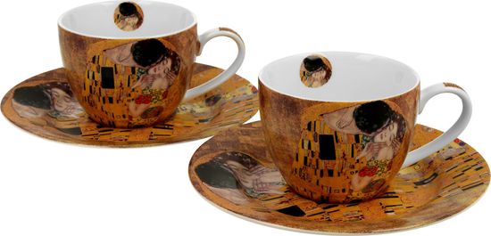 Duo Set 2 skodelic + krožnika Klimt Poljub, 110 ml porcelan, darilna embalaža, 4081