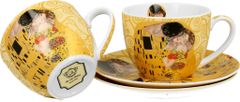 Duo Set 2 skodelic + krožnika Klimt Poljub, 250 ml porcelan, darilna embalaža, 3519