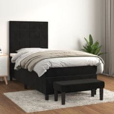 Vidaxl Box spring postelja z vzmetnico črna 100x200 cm žamet