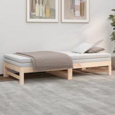 Vidaxl Izvlečna dnevna postelja 2x(75x190) cm trdna borovina