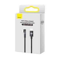 BASEUS Kotni kabel Power Delivery s stranskim priključkom USB-C Iphone Lightning 2m 20W črn