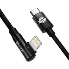 BASEUS Kotni kabel Power Delivery s stranskim priključkom USB-C Iphone Lightning 2m 20W črn