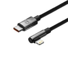 BASEUS Kotni kabel Power Delivery s stranskim priključkom USB-C Iphone Lightning 2m 20W črn