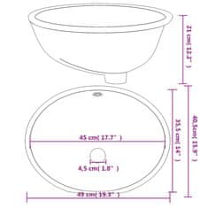 Vidaxl Kopalniški umivalnik bel 49x40,5x21 cm ovalen keramičen