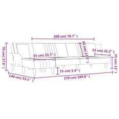 Vidaxl Raztegljiv kavč L oblike temno siv 279x140x70 cm tkanina