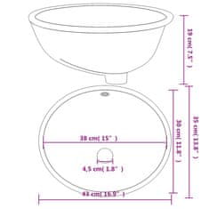Vidaxl Kopalniški umivalnik bel 43x35x19 cm ovalen keramičen