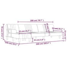 Vidaxl Raztegljiv kavč L oblike temno zelen 260x140x70 cm žamet